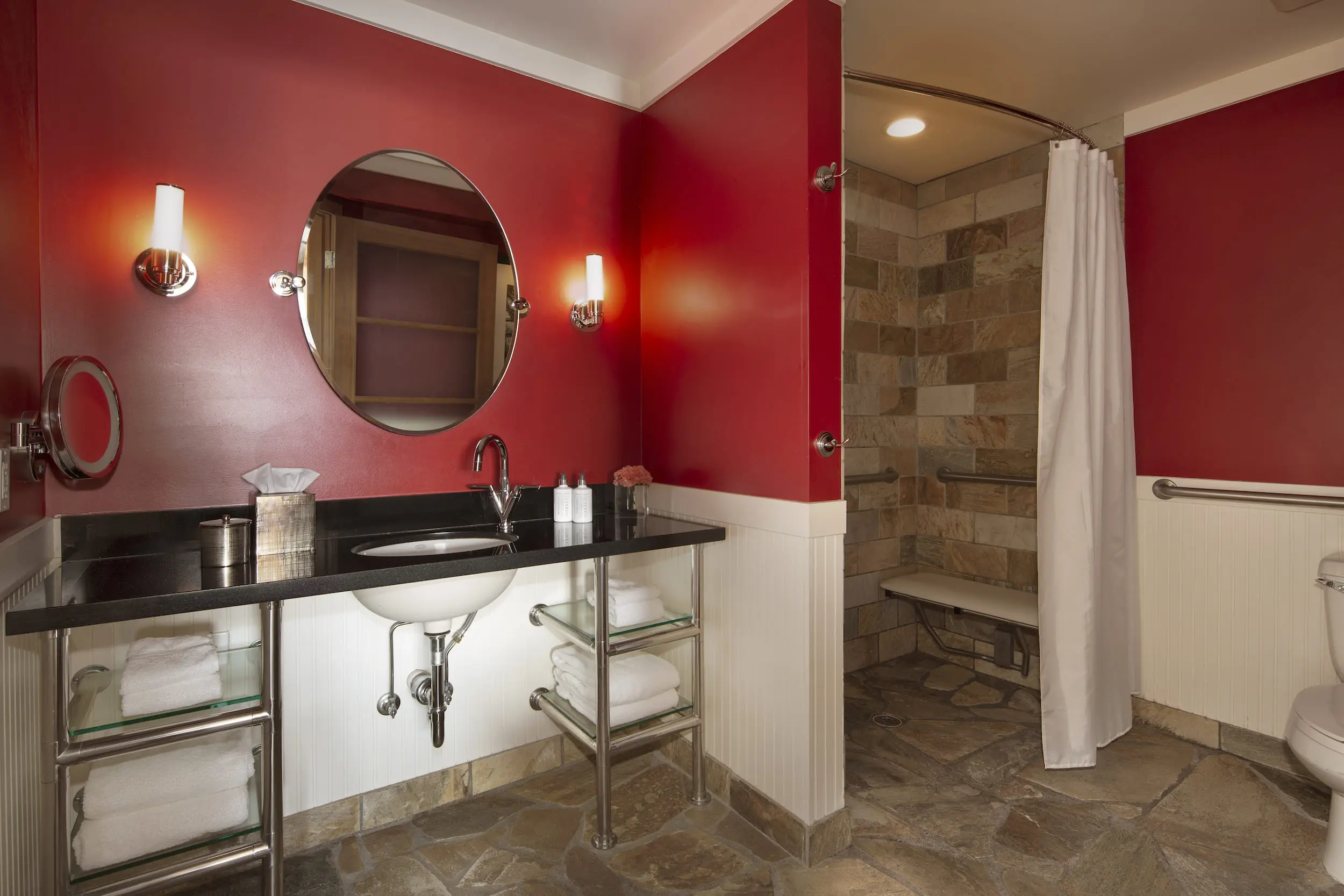 Accessible washroom with roll-in shower at Edgewater