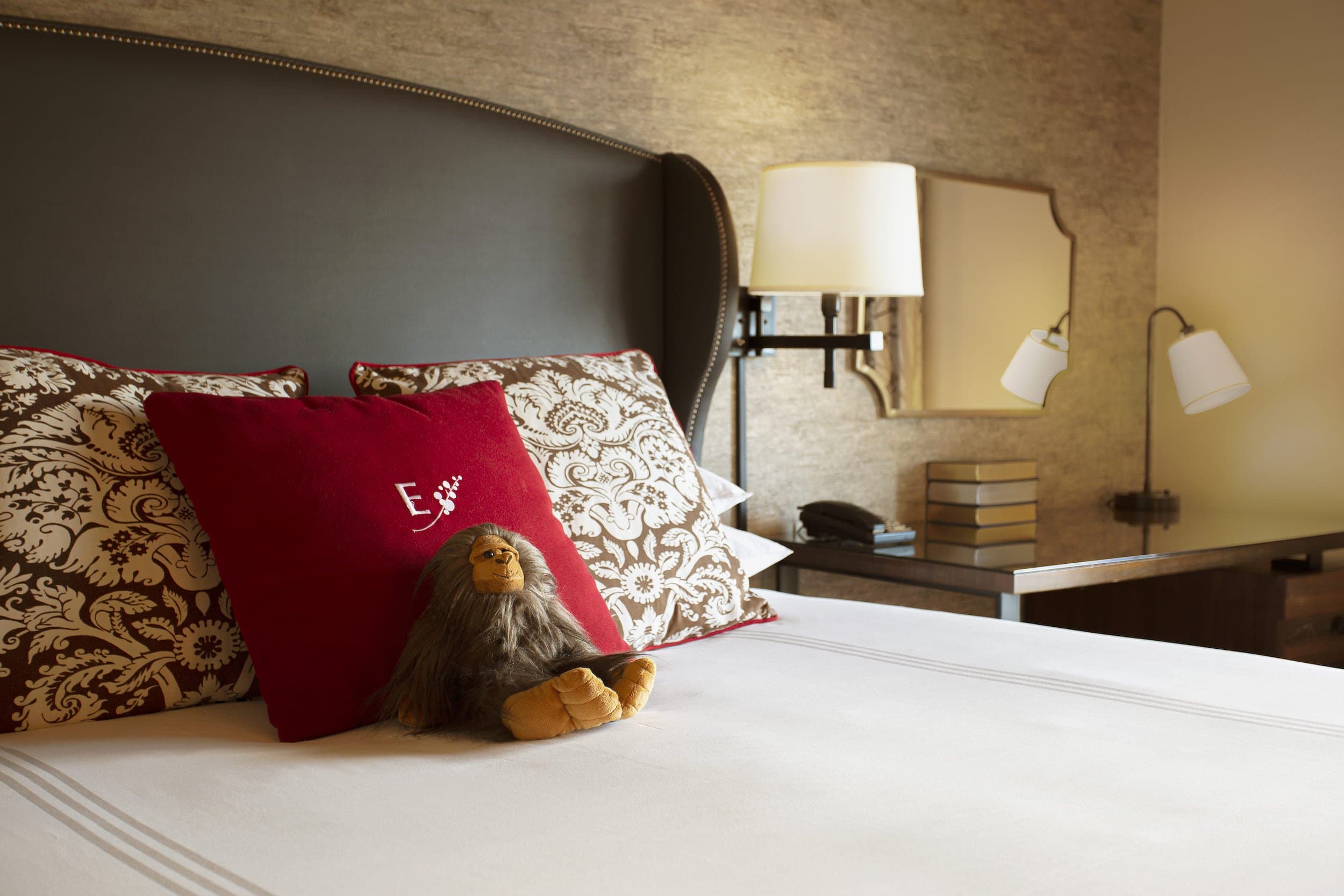 A king bed and desk in a king room at Edgewater