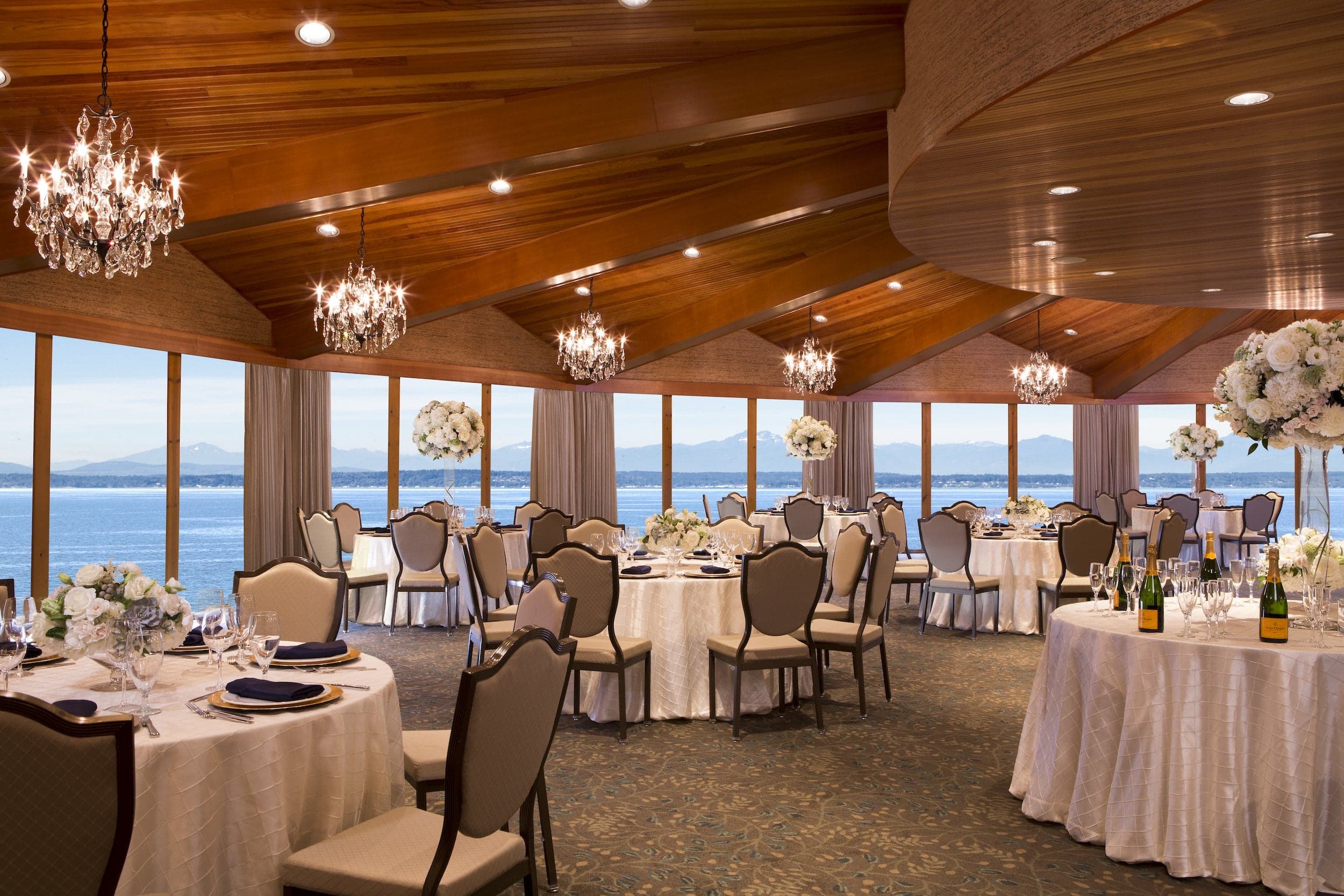 The Olympic Ballroom setup for a function at Edgewater