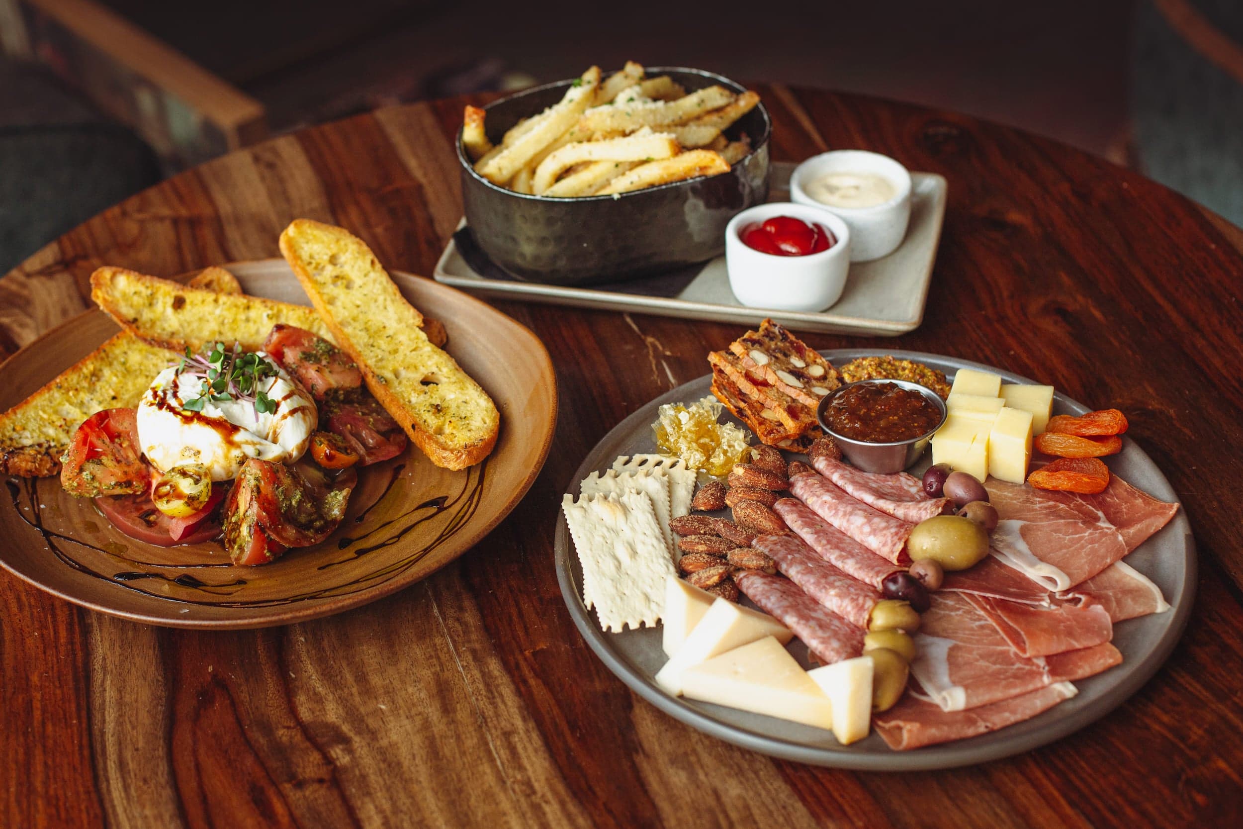 3 small plates of food at Edgewater