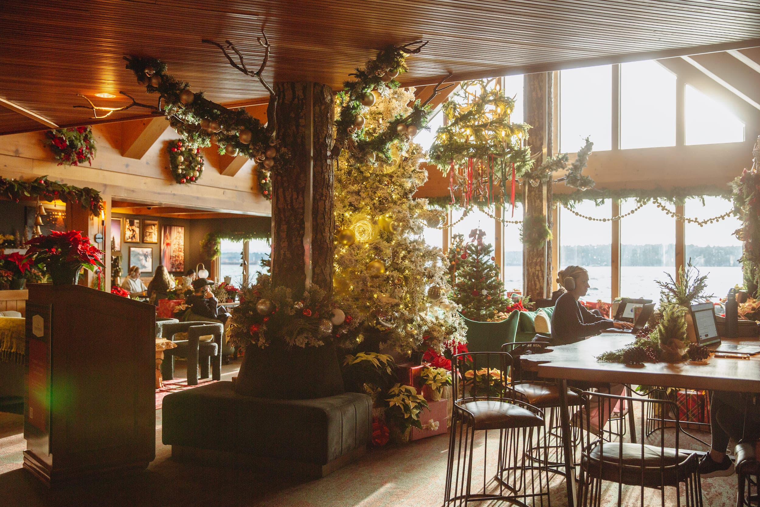 People hanging out at the bar for Xmas