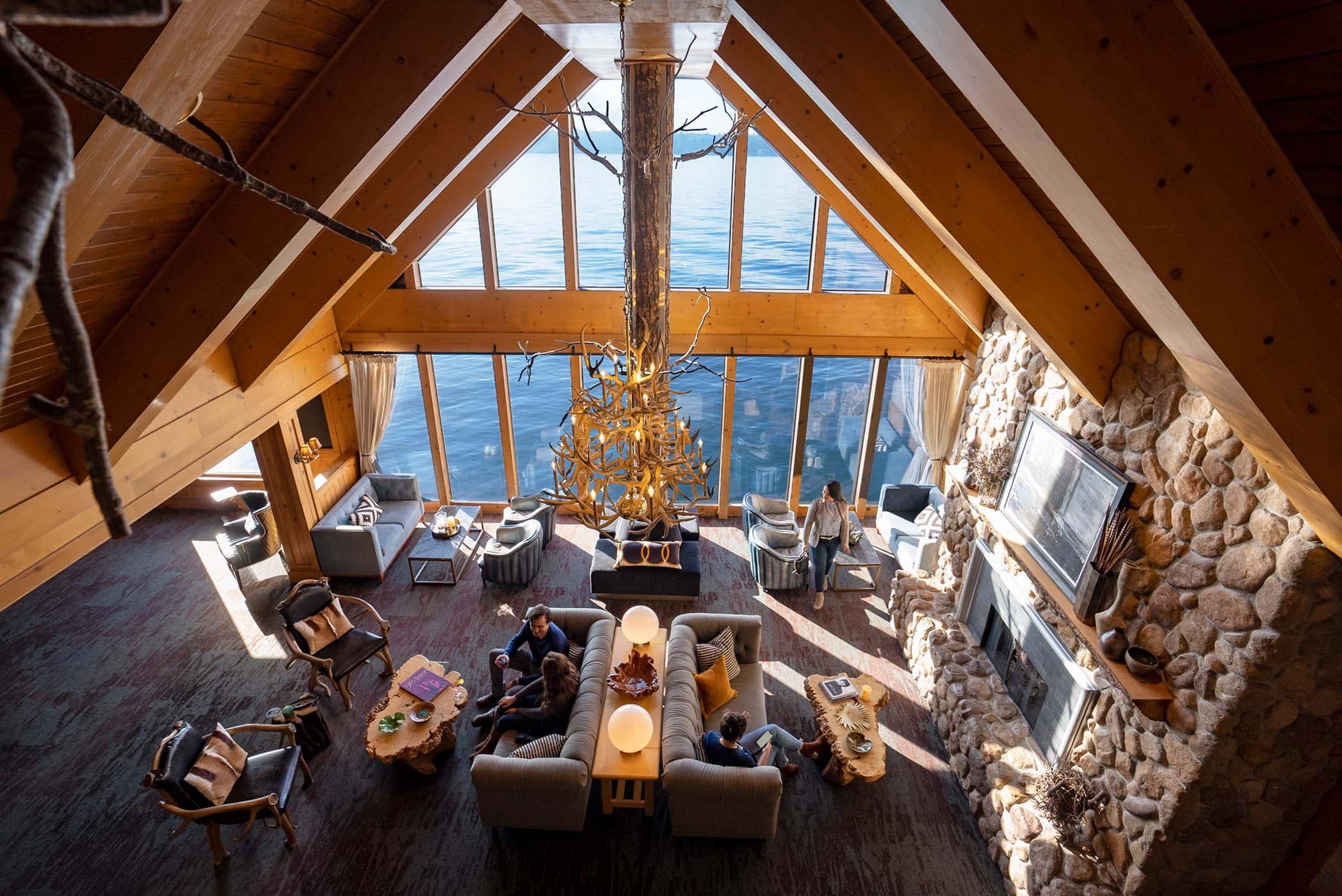 The view of the lobby from above at Edgewater