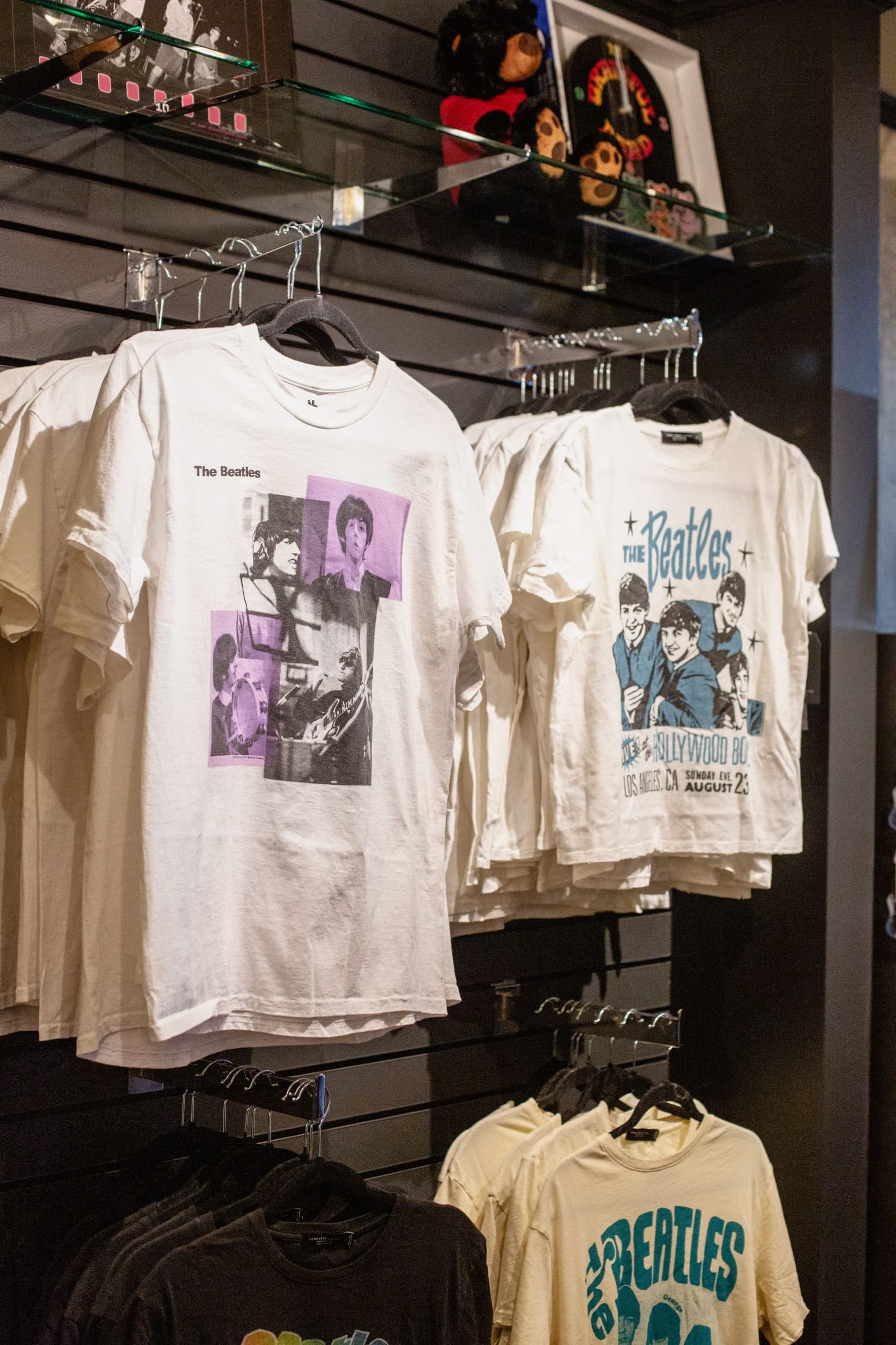 Beatles shirts being sold in the shop at Edgewater