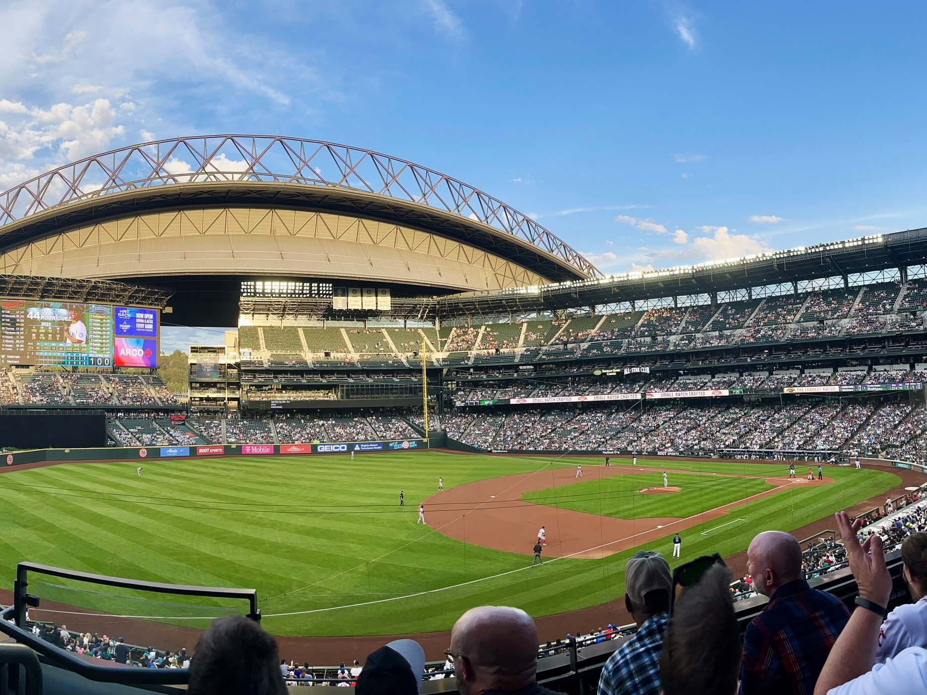 A view of the field and dome at T Mobile Park
